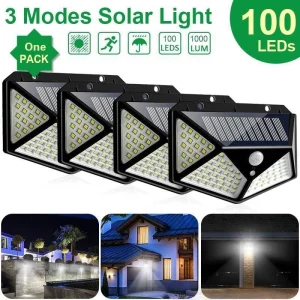 100 LED Solar PIR Motion Sensor Wall Light