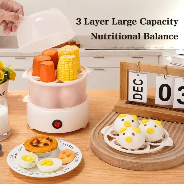 cn-11134207-7ras8-m2j8ao4qo00kd8.webp 3 Layer Egg Boiler Egg Steamer Automatic Power Off Multi function Egg Steamer